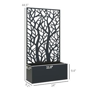 Jardinière surélevée avec treillis mural, pot de fleurs d'intérieur pour jardin, balcon, terrasse, 24"L x 9.1"W x 44.5"H - Product Image 3