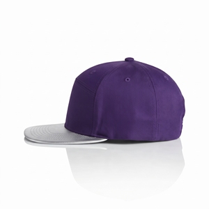 Structured 7-Panel <b>Purple</b> Snapback Cap Silver Flat Brim Unisex Casual <b>Hat</b> Solid Color Cotton Canvas Adult Fit 3D Embroidery - Product Image 2