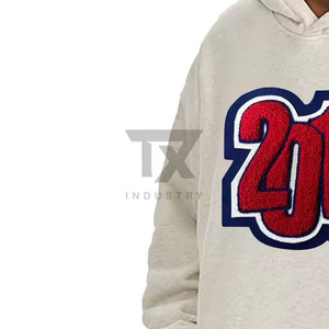 OEM Factory Price Winter Pullover Fleece Kangaroo Pocket Drawstrings <b>Men's</b> Hoodies Hip Hop <b>Jumper</b> <b>Chenille</b> Embroidery Hoodie - Product Image 3