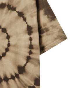 T-shirt personnalisé marron beige tie-dye à motif circulaire pour homme, en coton, style streetwear décontracté, col rond, manches courtes, tendance été. - Product Image 6