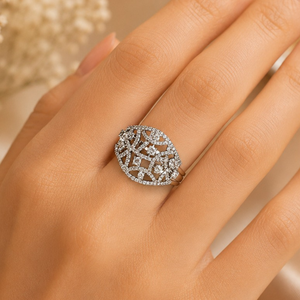 14K White <b>Gold</b> Luxury Diamond <b>Ring</b> for Women | 1.04TCW Designer Statement <b>Cocktail</b> <b>Ring</b> Elegant Fine Jewelry Gift for Sparkling - Product Image 1