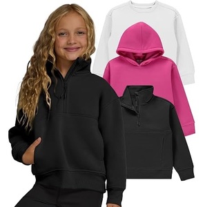 Sudadera con capucha de felpa de algodón French Terry para niña, con cremallera de un cuarto, estilo escolar, holgada y transpirable para niñas - Product Image 6