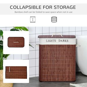 Cesto para Ropa Sucia de Bambú y Ratán con 2 Bolsas de Plástico Extraíbles, Capacidad de 26.4 Galones, para Uso en el Baño, Color Marrón - Product Image 5