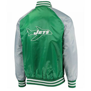 แจ็คเก็ตวาร์ซิตี้สีเขียวและสีเงินแบบซาตินจากนิวยอร์ก - Product Image 3