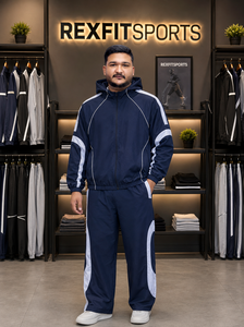 ชุดวอร์มไนลอนแบบกำหนดเอง REXFIT SPORTS 2026 สำหรับผู้ชาย สีกรมท่า เสื้อแจ็คเก็ตกันลมพร้อมกางเกง ชุดกีฬา ชุดลำลอง - Product Image 6