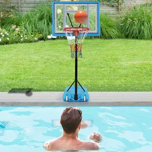 Canestro da Basket Regolabile 115-135cm con Pannello Trasparente in PVC per Giochi a Bordo Piscina - Attrezzatura da Campo XH - Product Image 1