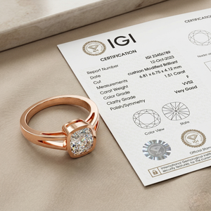 1 Ct IGI Certified Lab Grown Diamond <b>Ring</b> <b>Cushion</b> Cut Bezel Setting 9K Gold Engagement <b>Wedding</b> Anniversary Fine Jewelry Supplier - Product Image 3