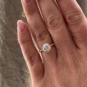 Bague de fiançailles F VS avec halo de diamants CVD, or véritable 14K 18K, pierre centrale 1,10 CT, certifiée IGI, prix d'usine, fournisseur de bijoux sur mesure - Product Image 1