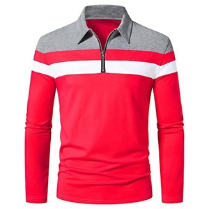 Camiseta Polo de Manga Larga con Cierre y Rayas, Fabricada en Fábrica, con Tela Personalizada, para Hombre - Product Image 4