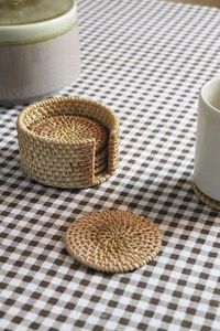 Multi Purpose Rattan Coaster Perfect For Dining Rooms Kitchens And Outdoor <b>Patios</b> Adding A Warm And Organic Touch To The Setting - Product Image 6
