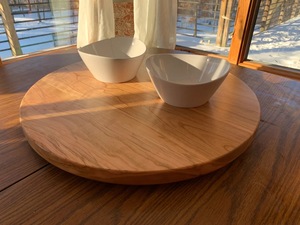 Wood Double Tier Rotating Tray Smooth-Spin Lazy Susan for Tabletop <b>Spice</b> Serving - Product Image 3