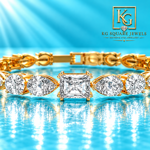 Bracelet tennis élégant en or 18 carats avec diamants de laboratoire E VVS de formes multiples pour femmes, bijoux ethniques, certifié IGI, design de luxe - Product Image 1