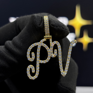 Pendentif initial personnalisé en argent sterling 925 avec moissanite VVS, collier lettre serti de pierres - Product Image 5