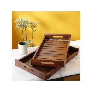 Bandeja de Madera Multifuncional con Diseño Ajustable, Bandeja de Madera de Acacia para Servir Té y Café, Utensilios de Mesa, Producto Popular - Product Image 5