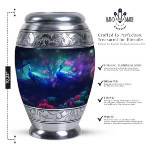 Urna Funeraria de Aluminio Hecha a Mano con Diseño de Pavo Real, Urna Conmemorativa Plateada para Adultos, Urna Decorativa Clásica de Aluminio para Recuerdos - Product Image 4