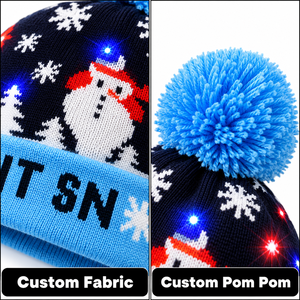 Bonnet de Noël LED camouflage personnalisable 2026, pull lumineux tricoté avec pompon, cadeau pour adulte, chapeaux de fête de Noël 100% - Product Image 5