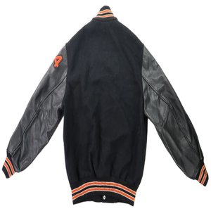 <b>Men</b> Varsity <b>Jacket</b> Slim Fit College VTG 90s USA L 46 Black Orange Wool Varsity High School Letterman Bomber <b>Jacket</b> - Product Image 2