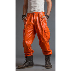 กางเกงคาร์โก้หนัง PU สำหรับผู้ชาย ทรงเอวติดกระดุม สไตล์สตรีท  รักษ์โลก ระบายอากาศได้ดี คุณภาพสูง - Product Image 1