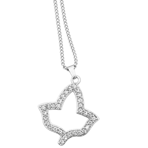   Collier en argent avec strass en forme de feuille de lierre pour femme, pendentif scintillant, chaîne élégante, bijoux de mode inspirés des sororités, cadeau - Product Image 1