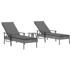 Chaise longue extra longue en rotin PE gris avec structure en acier thermolaqué, produit durable et élégant - Product Image 3