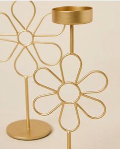 Candelero de Metal Dorado con Forma de Flor para Decoración del Hogar, Portavelas Cilíndrico Resistente al Calor - Product Image 5