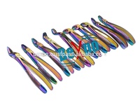Instruments en acier inoxydable de haute qualité multicolore arc-en-ciel enduit titane couleur différente extraction kit de pinces d'extraction