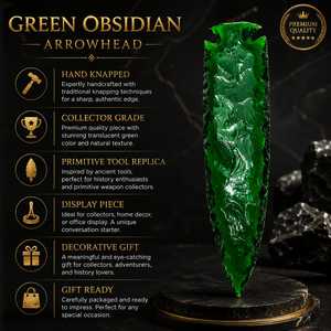 Figura Decorativa de Obsidiana Verde de 6 Pulgadas con Punta de Flecha Tallada, Feng Shui, para Decoración del Hogar, Cristal Coleccionable con Relieve Tallado - Product Image 5