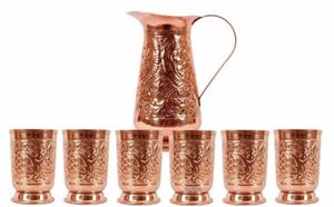 Service à eau en cuivre élégant pour salle à manger, ensemble en métal avec verres, durable et réutilisable, pour cuisine et salle à manger. - Product Image 6