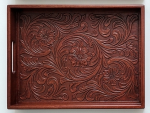 Hand Carved Wooden Single Multifunction Serving <b>Tray</b> Rustic Brown Rectangular Display Platter Memorial Decorative <b>Storage</b> <b>Tray</b> - Product Image 4