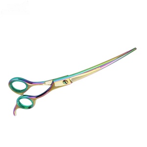 Tijeras de Peluquería Profesionales Duraderas de Acero Inoxidable con Punta Afilada para Diestros, Mango Largo, Acabado Arcoíris, Calidad de Salón, 28 Dientes - Product Image 3