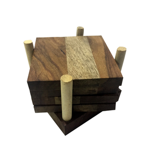 Wholesale <b>Wood</b> Coaster <b>Triangle</b> Stand Wooden Round Tea Coffee Coaster 7 PCS Set Latest design Coaster - Product Image 2