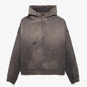 Sudadera con capucha unisex de alta calidad personalizable con logotipo bordado y estampado personalizado, estilo vintage con efecto desgastado por el sol y lavado ácido. - Product Image 1