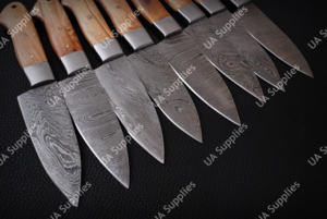 Couteau de Chef Professionnel en Acier Damas Forgé à la Main, Motif Torsadé, Manche en Bois d'Olivier, Lame Intégrale, pour BBQ et Cuisine, Support OEM/ODM - Product Image 6