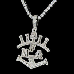 Colgante de Plata de Ley 925 con símbolo de fuego personalizado colgante brillante con moissanita de moda hip-hop con personalidad colgante - Product Image 3