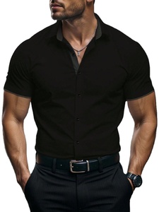 Chemises habillées pour hommes, chemises décontractées pour hommes, manches courtes, tissu 100% coton, coupe ajustée, chemises habillées pour hommes en gros. - Product Image 2
