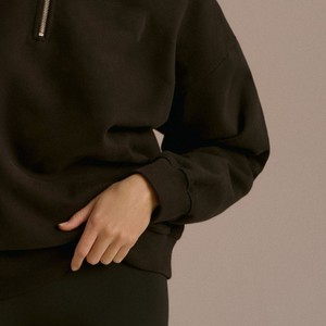 High Quality Premium Sweatshirts Women's Oversized Half <b>Zipper</b> Sweatshirts Cotton Fleece Drop Shoulder Pullover Sweatshirts - Product Image 6