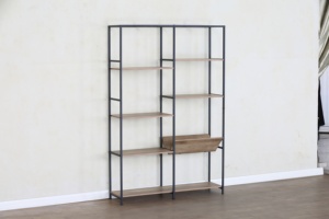 Estantería abierta con estructura metálica y 10 estantes de madera, estantería de almacenamiento de doble columna con exhibición <span class=keywords><strong>en</strong></span> ángulo especializado para oficina y hogar - Product Image 4