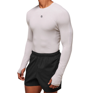 T-shirt à manches longues pour homme, coupe classique, gris, extensible, performance, gym, entraînement, athlétique, décontracté, vêtements de sport - Product Image 4