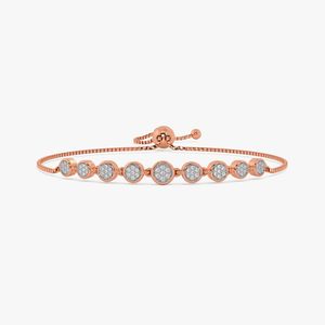 Bracelet tennis à maillons ronds sertis de diamants de laboratoire en or rose - Product Image 1