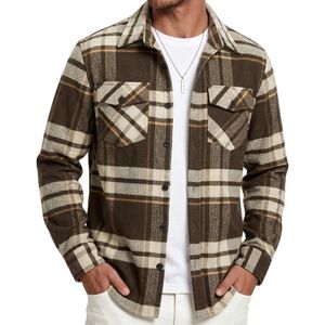 Chaqueta de Franela para Hombre, Cálida, a Cuadros, Ecológica, Transpirable, Antiarrugas, Informal de Verano, Tejido Cepillado, Cierre con Botones, Funcional - Product Image 2