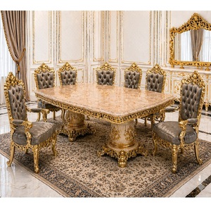 Birmingham Style Antique Gold Dining Furniture Set Majestic Baroque 10-Seater Dining Set Premium Teak Wood Dining Suite Brisbane - Product Image 1