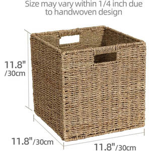 2 Packs de paniers de rangement en jonc de mer naturel Organisateur tissé de 11.8 pouces Cubes de rangement en jonc de mer naturel - Product Image 3