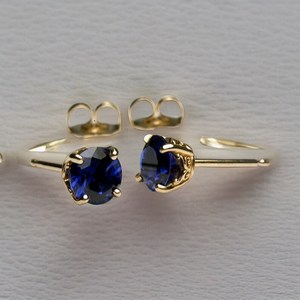 Sapphire <b>Stud</b> Earrings 925 Sterling <b>Silver</b> Rhodium Gold Plated Dainty Finish Gemstone Jewelry Women's Anniversary Gift Wholesale - Product Image 1