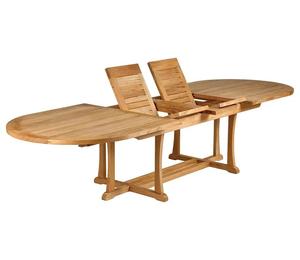 Mesa de Comedor Ovalada Extensible Doble de Madera de Teca Sólida para Uso en Exteriores, Hoteles, Hospitales y Patios - Product Image 2