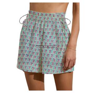Nouveaux shorts de week-end pour femme en coton imprimé au bloc indien avec cordon de serrage, pour l'été et la détente - Product Image 6