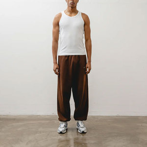 Men Harem Pants Elastic Waist Casual Knitted <b>Brown</b> Midweight <b>Joggers</b> - Product Image 3