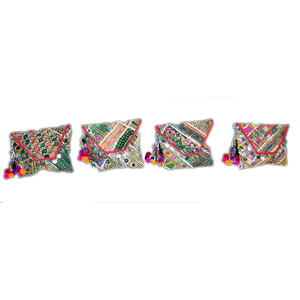 Sac à bandoulière en coton fait main pour femmes, broderie florale Banjara, fermeture à glissière vintage, doublure en cuir véritable, sangle à chaîne - Product Image 5