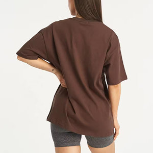 Women's Oversized Crew Neck <b>T</b>-<b>Shirt</b> Solid Color Short Sleeve Loose Fit 100% Cotton Jersey Breathable All Seasons Wear - Product Image 4