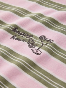 Sudadera con Capucha de Forro Polar a Rayas Rosas con Logotipo Happy Hour Estampado en la Parte Delantera, Ropa Casual de Invierno, Corte Holgado, 100% Algodón, Anti-Pilling - Product Image 6