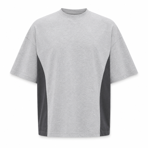 เสื้อยืดคอตตอนคอกลมแขนสั้นสีพื้นผ้าเจอร์ซีย์ถักสำหรับผู้ชายสีขาวทรงโอเวอร์ไซส์สไตล์ลำลอง - Product Image 4